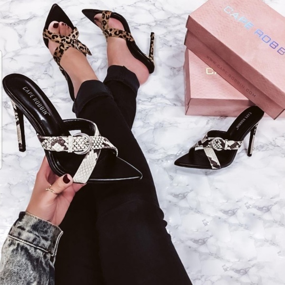 Cape Robbin Black and Snake Print Heels - Picture 2 of 3